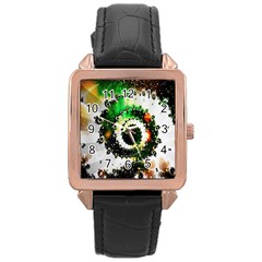 Fractal Universe Computer Graphic Rose Gold Leather Watch  by Simbadda