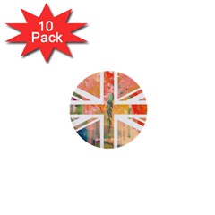 Union Jack Abstract Watercolour Painting 1  Mini Buttons (10 Pack)  by Simbadda