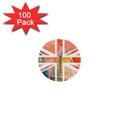 Union Jack Abstract Watercolour Painting 1  Mini Buttons (100 Pack)  by Simbadda