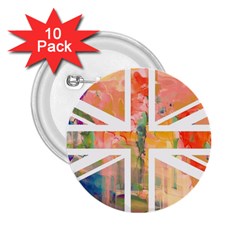 Union Jack Abstract Watercolour Painting 2 25  Buttons (10 Pack)  by Simbadda