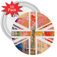 Union Jack Abstract Watercolour Painting 3  Buttons (10 Pack)  by Simbadda