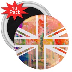 Union Jack Abstract Watercolour Painting 3  Magnets (10 Pack)  by Simbadda