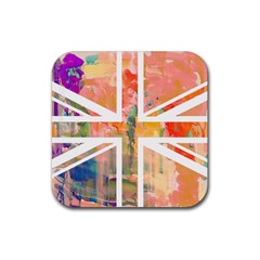 Union Jack Abstract Watercolour Painting Rubber Coaster (square)  by Simbadda