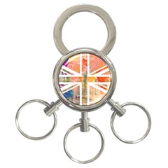 Union Jack Abstract Watercolour Painting 3-ring Key Chains by Simbadda