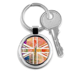 Union Jack Abstract Watercolour Painting Key Chains (round)  by Simbadda