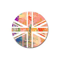 Union Jack Abstract Watercolour Painting Magnet 3  (round) by Simbadda