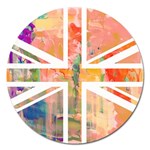 Union Jack Abstract Watercolour Painting Magnet 5  (Round) Front