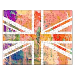 Union Jack Abstract Watercolour Painting Rectangular Jigsaw Puzzl by Simbadda