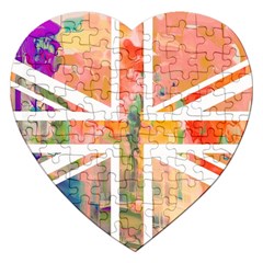 Union Jack Abstract Watercolour Painting Jigsaw Puzzle (heart) by Simbadda