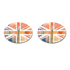 Union Jack Abstract Watercolour Painting Cufflinks (oval) by Simbadda