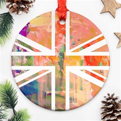 Union Jack Abstract Watercolour Painting Round Ornament (two Sides) by Simbadda