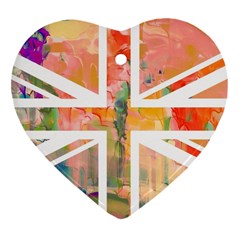 Union Jack Abstract Watercolour Painting Heart Ornament (two Sides) by Simbadda