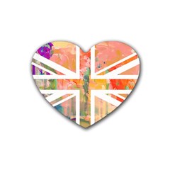 Union Jack Abstract Watercolour Painting Heart Coaster (4 Pack)  by Simbadda