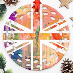 Union Jack Abstract Watercolour Painting Ornament (round Filigree) by Simbadda