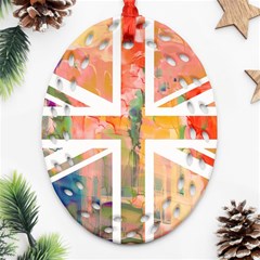 Union Jack Abstract Watercolour Painting Oval Filigree Ornament (two Sides) by Simbadda