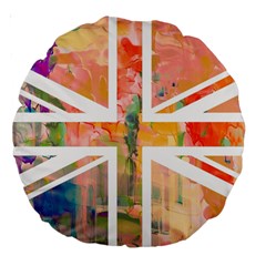 Union Jack Abstract Watercolour Painting Large 18  Premium Round Cushions by Simbadda