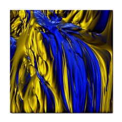 Blue And Gold Fractal Lava Tile Coasters