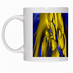 Blue And Gold Fractal Lava White Mugs