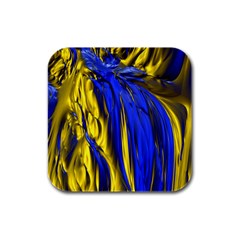 Blue And Gold Fractal Lava Rubber Square Coaster (4 pack) 