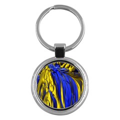 Blue And Gold Fractal Lava Key Chains (Round) 