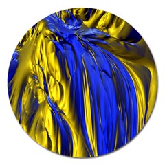 Blue And Gold Fractal Lava Magnet 5  (round) by Simbadda