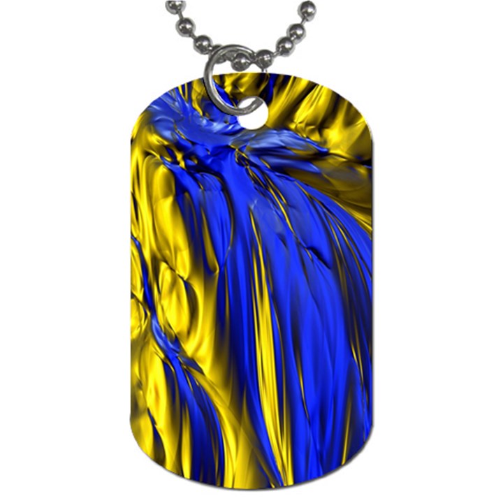 Blue And Gold Fractal Lava Dog Tag (One Side)