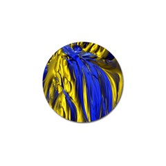 Blue And Gold Fractal Lava Golf Ball Marker (4 Pack) by Simbadda