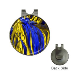 Blue And Gold Fractal Lava Hat Clips With Golf Markers by Simbadda