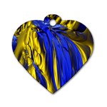 Blue And Gold Fractal Lava Dog Tag Heart (Two Sides) Back