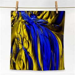 Blue And Gold Fractal Lava Face Towel