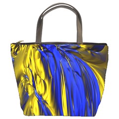 Blue And Gold Fractal Lava Bucket Bags by Simbadda