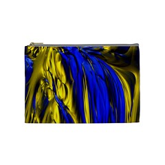 Blue And Gold Fractal Lava Cosmetic Bag (Medium) 