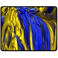 Blue And Gold Fractal Lava Fleece Blanket (Medium) 