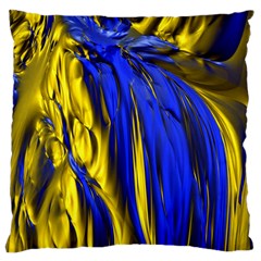 Blue And Gold Fractal Lava Large Cushion Case (One Side)