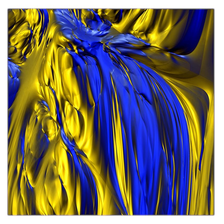 Blue And Gold Fractal Lava Large Satin Scarf (Square)