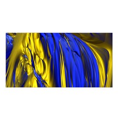 Blue And Gold Fractal Lava Satin Shawl