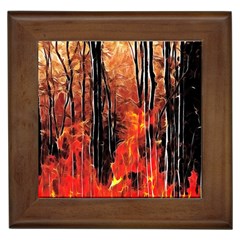 Forest Fire Fractal Background Framed Tiles by Simbadda