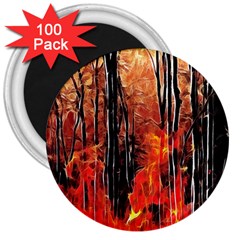 Forest Fire Fractal Background 3  Magnets (100 Pack) by Simbadda