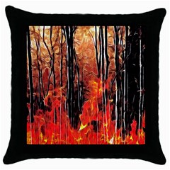 Forest Fire Fractal Background Throw Pillow Case (black) by Simbadda