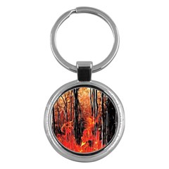 Forest Fire Fractal Background Key Chains (round)  by Simbadda