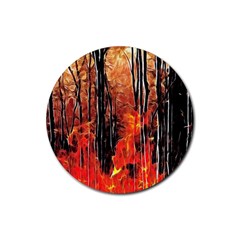 Forest Fire Fractal Background Rubber Round Coaster (4 Pack)  by Simbadda