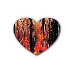 Forest Fire Fractal Background Heart Coaster (4 Pack)  by Simbadda