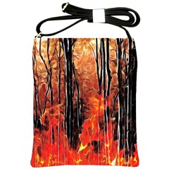 Forest Fire Fractal Background Shoulder Sling Bags by Simbadda