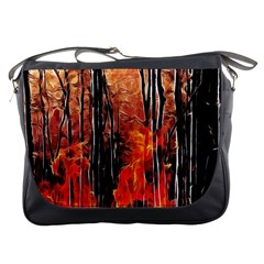 Forest Fire Fractal Background Messenger Bags by Simbadda