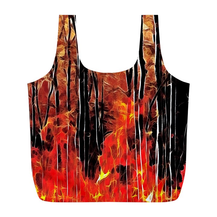 Forest Fire Fractal Background Full Print Recycle Bags (L) 