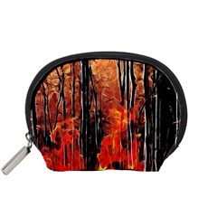 Forest Fire Fractal Background Accessory Pouches (small)  by Simbadda