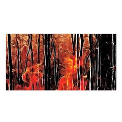 Forest Fire Fractal Background Satin Shawl by Simbadda