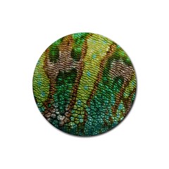 Colorful Chameleon Skin Texture Rubber Round Coaster (4 Pack)  by Simbadda