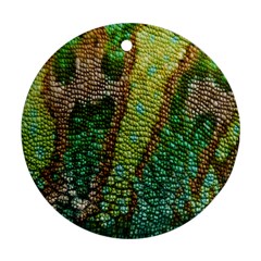 Colorful Chameleon Skin Texture Round Ornament (two Sides) by Simbadda