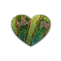 Colorful Chameleon Skin Texture Heart Coaster (4 Pack)  by Simbadda